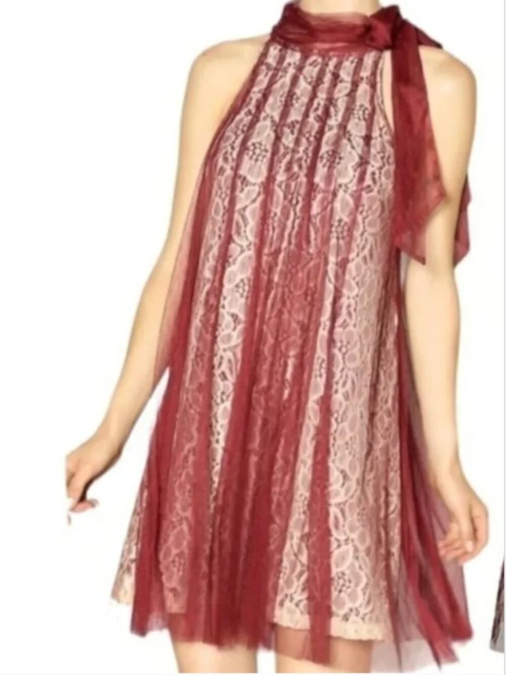 Ryu Mesh Halter Lace Party Wedding Whimsical Romantic Fairy Dress Size Small h20